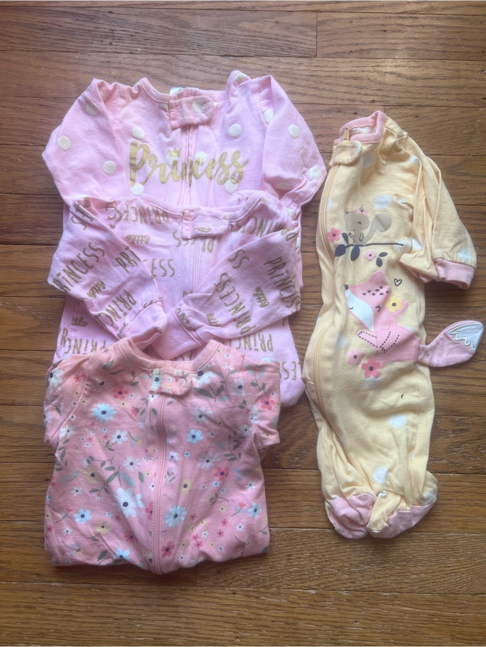 Baby Girls Gerber zipper pj bundle size newborn